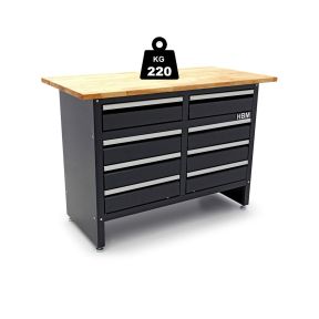Arbeitstisch Pank mit 8 Schubladen 120 cm mit massivem Holzplatte-VERKAUF