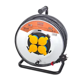 Spritzwassergeschütztes Kabel auf Rolle - IP44, 50 m, 3 x 1,5 mm/Verlängerung auf Rolle mit 4 Steckdosen IP44