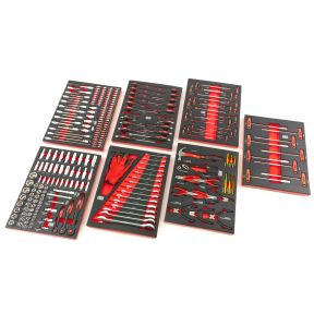 Werkzeug in 7 roten Einsätzen 54 x 39 x 5 cm, 262-teiliges Set