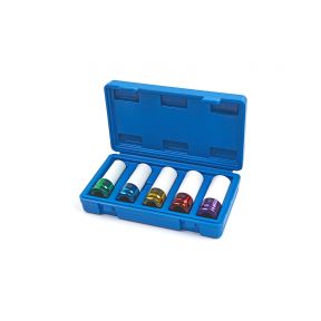 Langer farbiger Schlagschraubenschlüssel mit Schutz, 1/2", 5-teiliges Set