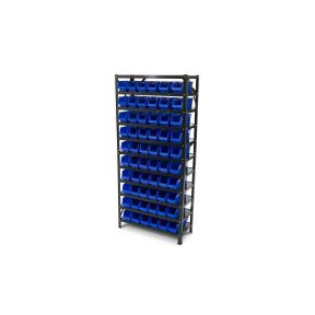 Regal mit Kisten, 78 x 32 x 167 cm, 60 Kisten