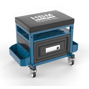 Arbeitstuhl mit zwei Schubladen, blau