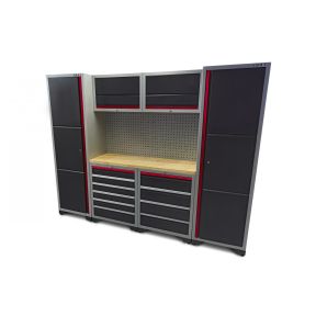 Modulares Werkstatt-System, 9-teilig, schwarz-rot
