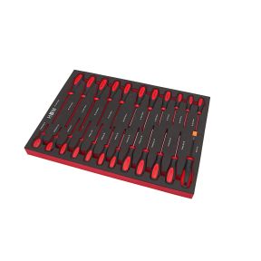 Schraubendreher-Satz im Einsatz 545x390x45 mm - rot, 23-teilig