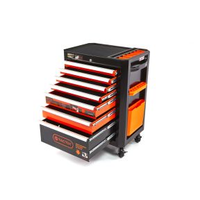 Tactix Werkstattwagen, 7 leere Schubladen, schwarz/orange