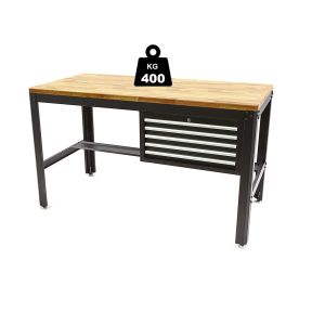 Arbeitstisch/Pank mit 5 Schubladen 156 cm mit massivem Holzplatte