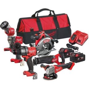 Milwaukee 6-in-1 Akkuwerkzeug-Set, 18 Volt, 5.0 Ah, M18FPP6F3